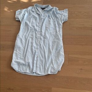 Well Worn Light Blue Button-Front Short Sleeve Dress